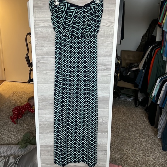 Navy & Teal Chevron Tube Top Maxi - Picture 2 of 3